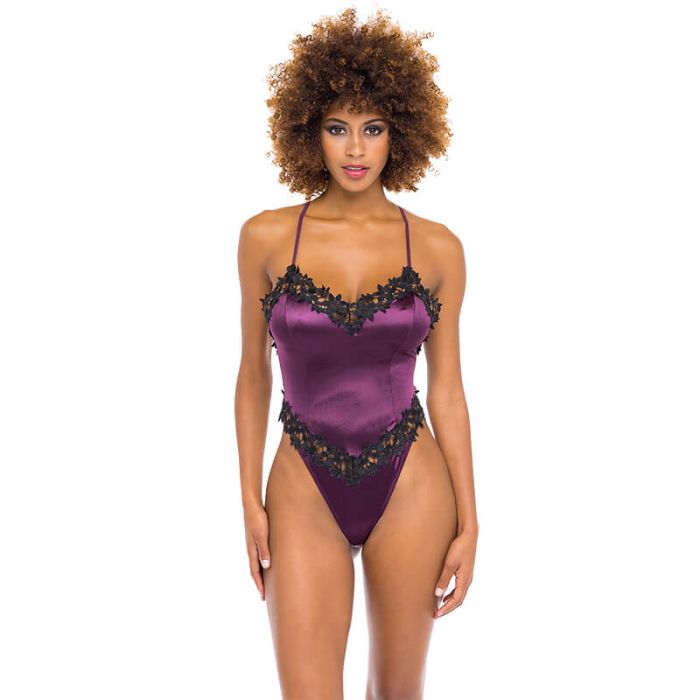 Oh La La Cheri Thea Embroidered Satin Teddy