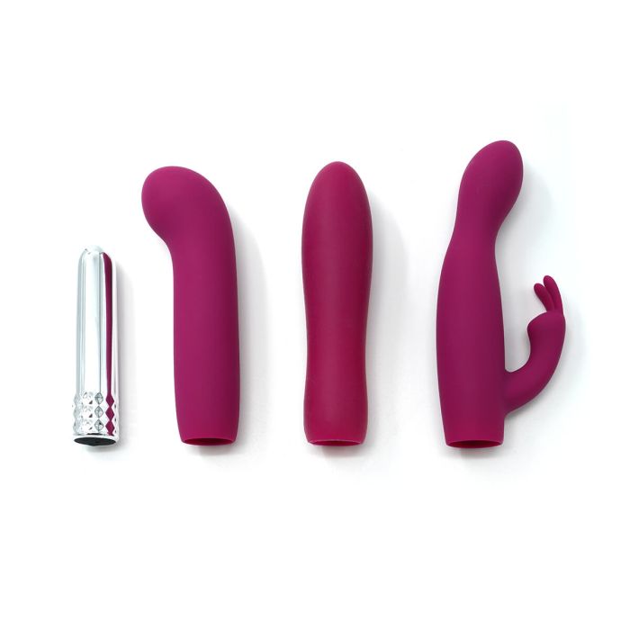 Close-up of Skins Minis Massage à Trois bullet and attachments