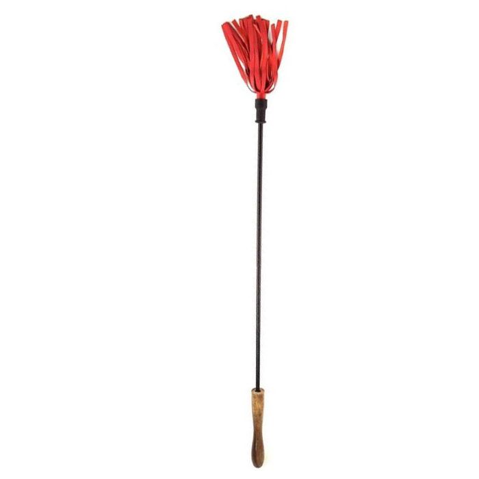 Rouge Wooden Handle Riding Crop - Red