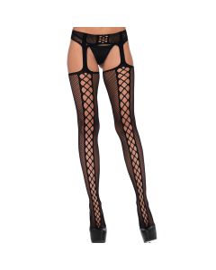 Leg Avenue Lace up Backseam Stockings with Garterbelt