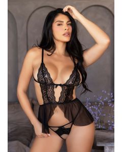 Leg Avenue Babydoll & Crotchless Panty Set