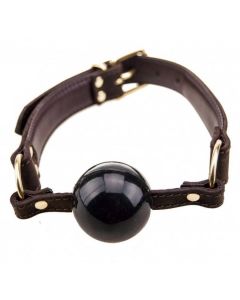 Bound Nubuck Leather Solid Ball Gag Front
