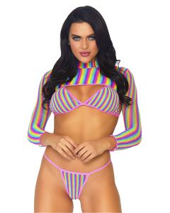 Rainbow Dreams Fishnet Bikini Set