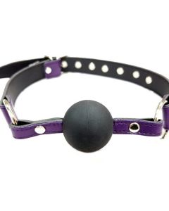 Harmony Purple Leather Ball Gag | Front 