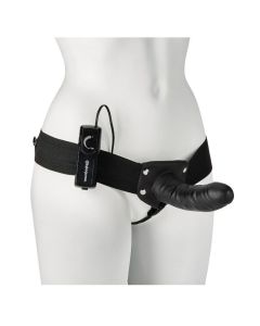 Fetish Fantasy For Him or Her 6.5 Inch Vibrating Hollow Strap-On Black