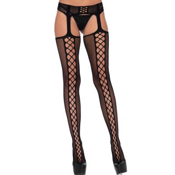 Leg Avenue Lace up Backseam Stockings with Garterbelt