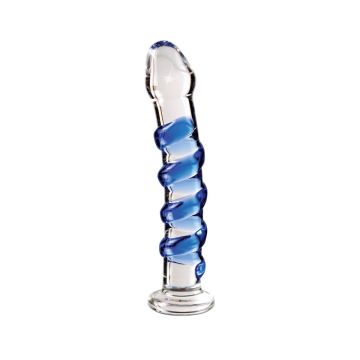 Icicles No. 5 Blue Spiral Glass Dildo