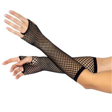 Leg Avenue Triangle Net Fingerless Gloves Black