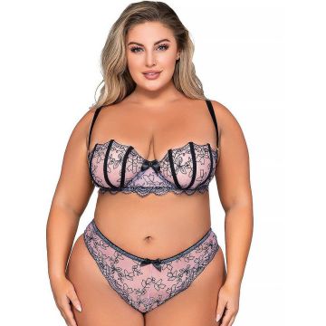 Dreamgirl Plus Size Eyelash Lace Garter Teddy