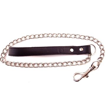 Harmony Chain Lead with Black Leather Handle 