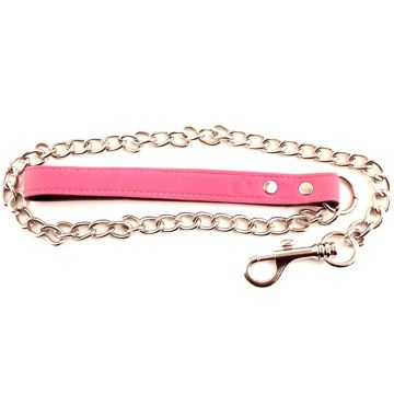 Harmony Chain Lead with Pink Leather Handle 