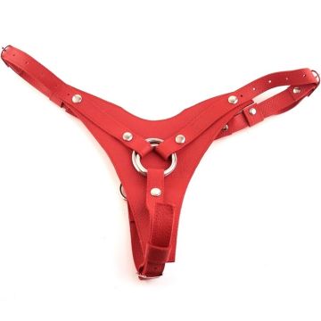 Harmony Leather Strap-On Harness - Red