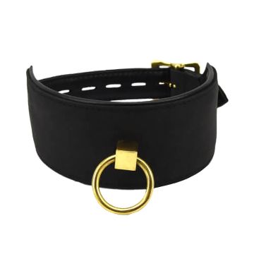 Bound Noir Nubuck Leather Collar With O-RIng