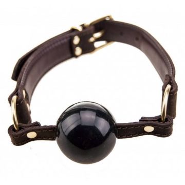 Bound Nubuck Leather Solid Ball Gag Front