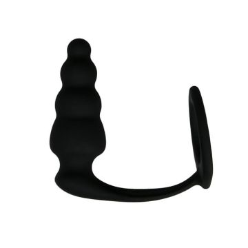 Pleasing Plug  Beaded Butt Plug with Flexible Cock Ring