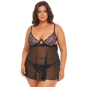 Oh La La Cheri Curve Riley Babydoll with Bow Details