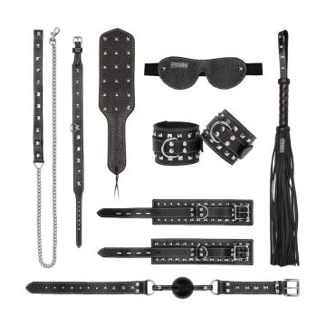 Ouch! Premium Leather Studded 7 Piece Bondage Kit