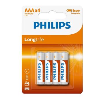 Philips 4 Pack AAA Size Batteries