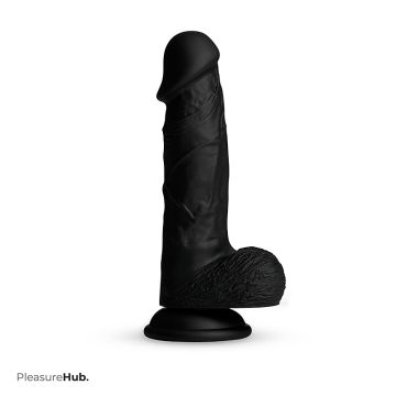 PleasureHub Real Skin Feel Black Silicone Dildo