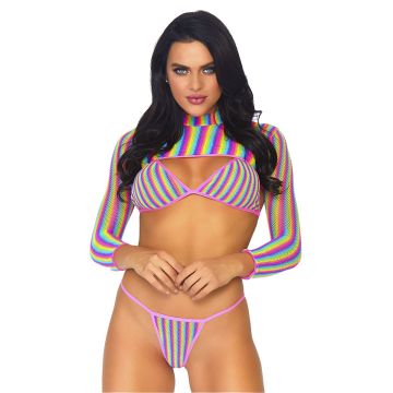 Rainbow Dreams Fishnet Bikini Set