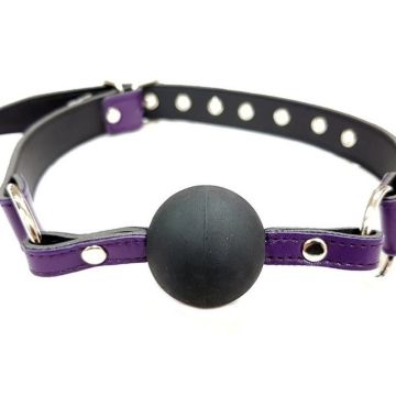 Harmony Purple Leather Ball Gag | Front 