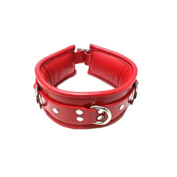 Rouge Red Leather Padded Collar 