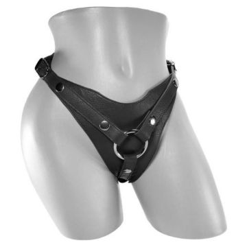 Harmony Black Leather Strap-On Harness