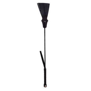 Rouge Leather Tasselled Riding Crop - Black