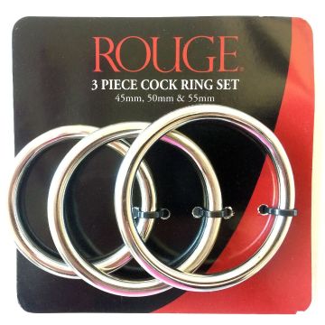 Rouge 3 Piece Stainless Steel Cock RIng Set