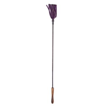 Rouge Wooden Handle Riding Crop With Flogger- Purple