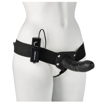 Fetish Fantasy For Him or Her 6.5 Inch Vibrating Hollow Strap-On Black