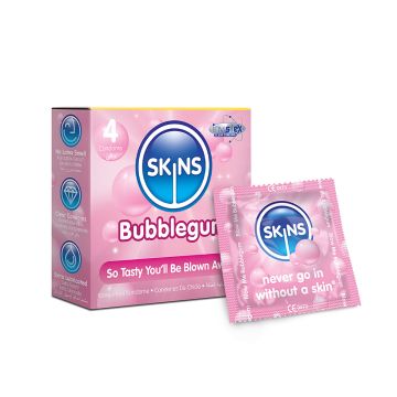 Skins Blow Me Bubblegum Flavoured Condoms - 4 Pack