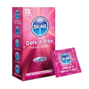 Skins Condoms Dots & Ribs 12 Pack