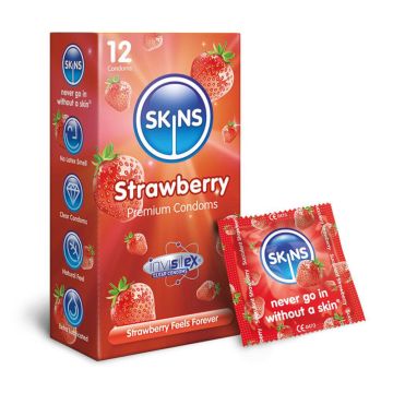 Skins Condoms Strawberry Flavoured 12 Pack + Single Foil