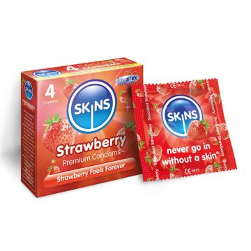 Skins Condoms Strawberry Flavoured 4 Pack + Single Foil