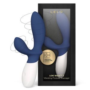 Base Blue LELO LOKI Wave 2 prostate massager with retail box packaging and Swedish Signature Design badge.