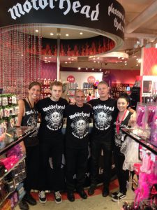 Harmony Store London staff Motorhead shirts