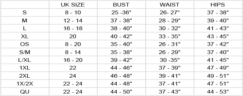 Oh La La Cheri Size Guide