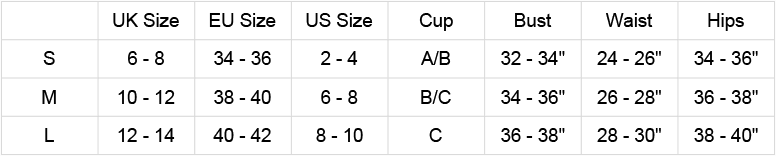 Seven til Midnight Size Chart