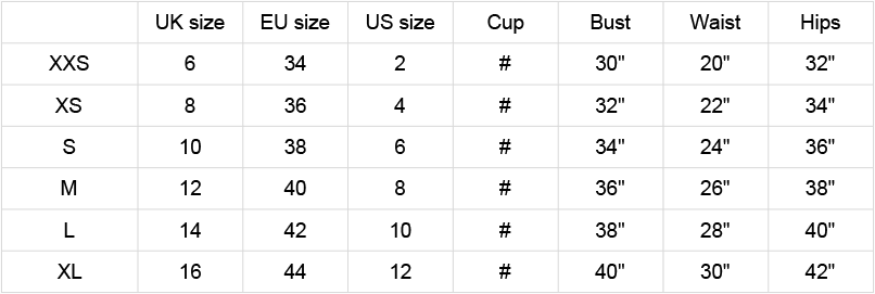 Honour Size Guide