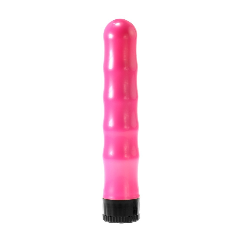 a long pink bumpy vibrator